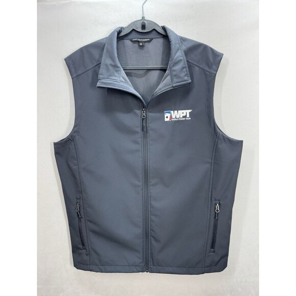 World Poker Tour Port Authority Vest Men’s XL Gray Full Zip Embroidered Logo EUC - Picture 1 of 9